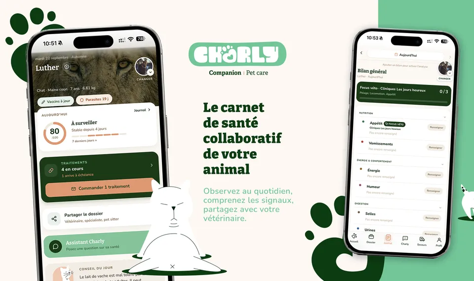 Écrans de l'application Charly Companion